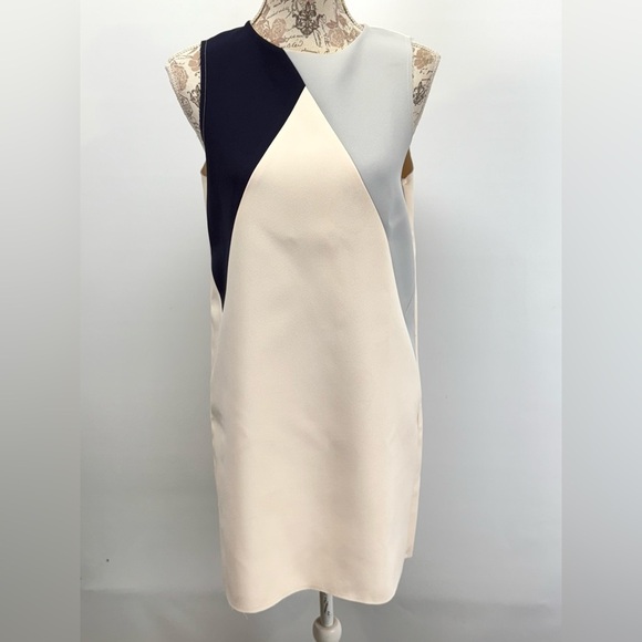 TOPSHOP Blue and Cream color block sleeveless Mini Dress size M - Picture 2 of 13